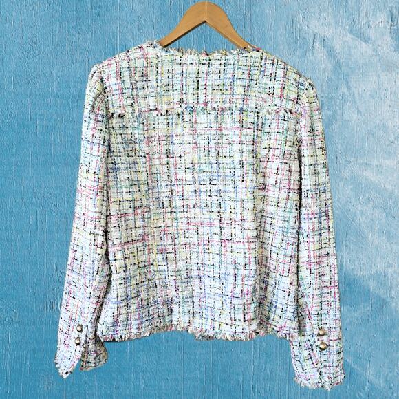 New Worthington Multicolor Tweed Open Front Blazer Jacket Size XL Tall - Picture 9 of 10